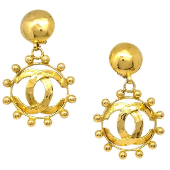Chanel Gold Dangle Earrings Clip-On 25 142893 - Picture 1 of 4